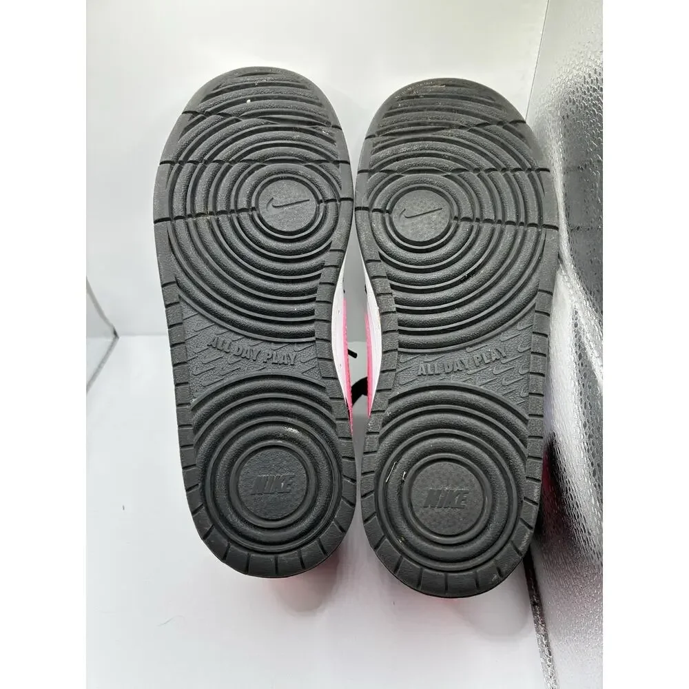 Nike Court Borough Mid 2 GS Sz 5Y White Black Pink Hi Top Sneakers Womens 6.5